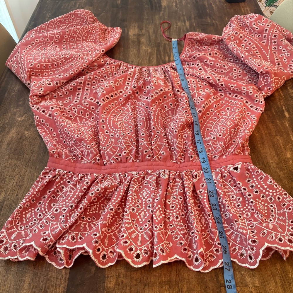 Elie Tahari Pink Eyelet Peasant Blouse - Picture 15 of 16
